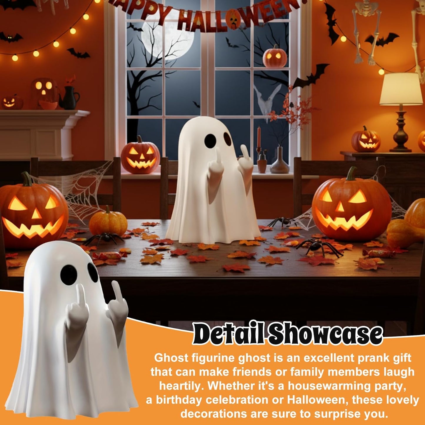 Halloween Ghost Figurine-Spooky & Cute Ghost Statue for Home, Desk, Party Decor | Funnyghost Halloween Decor Indoor