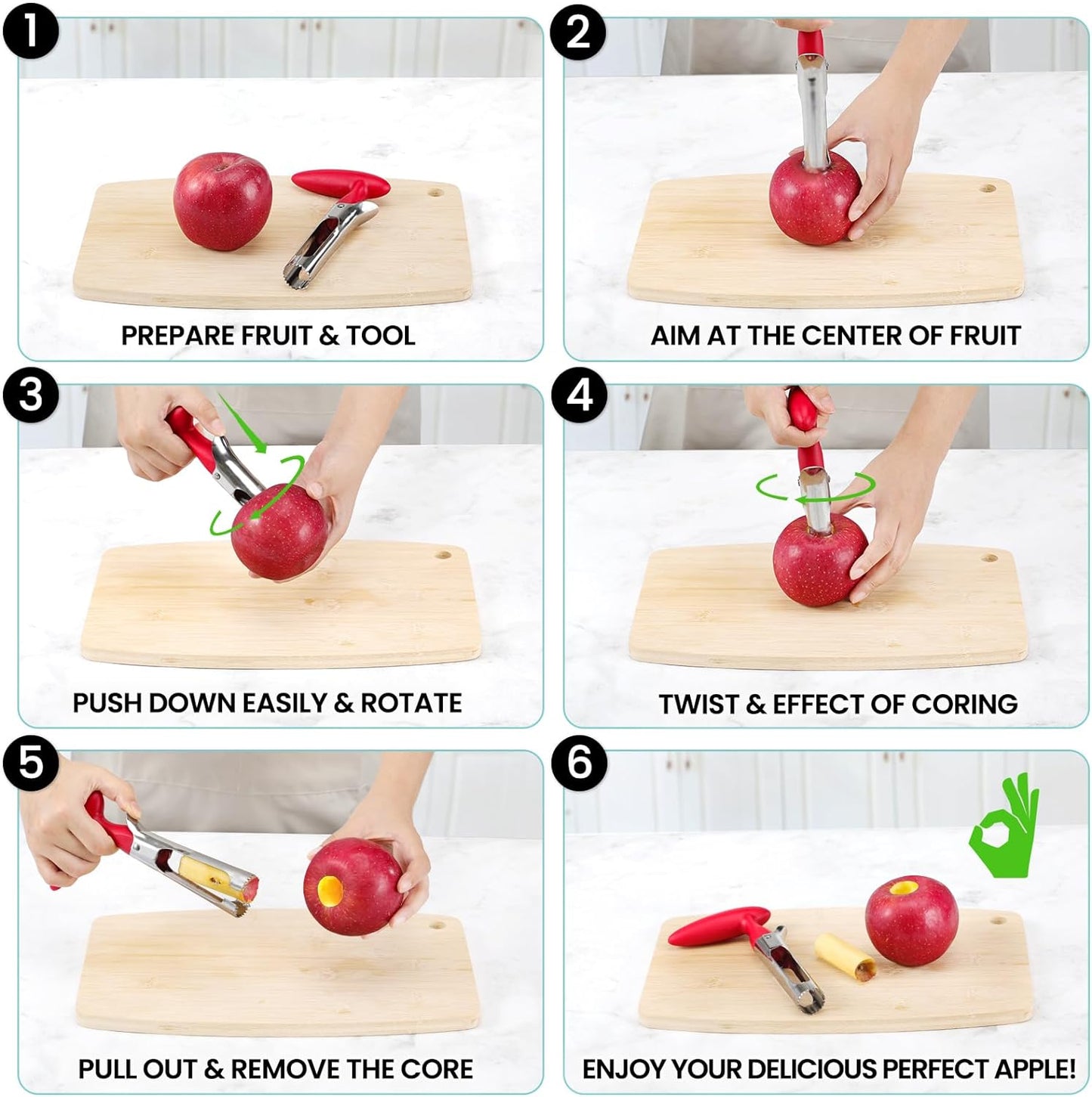 Easy Apple Corer Tool – Durable Stainless Steel, Quick Fruit Core Remover for Apples & Pears
