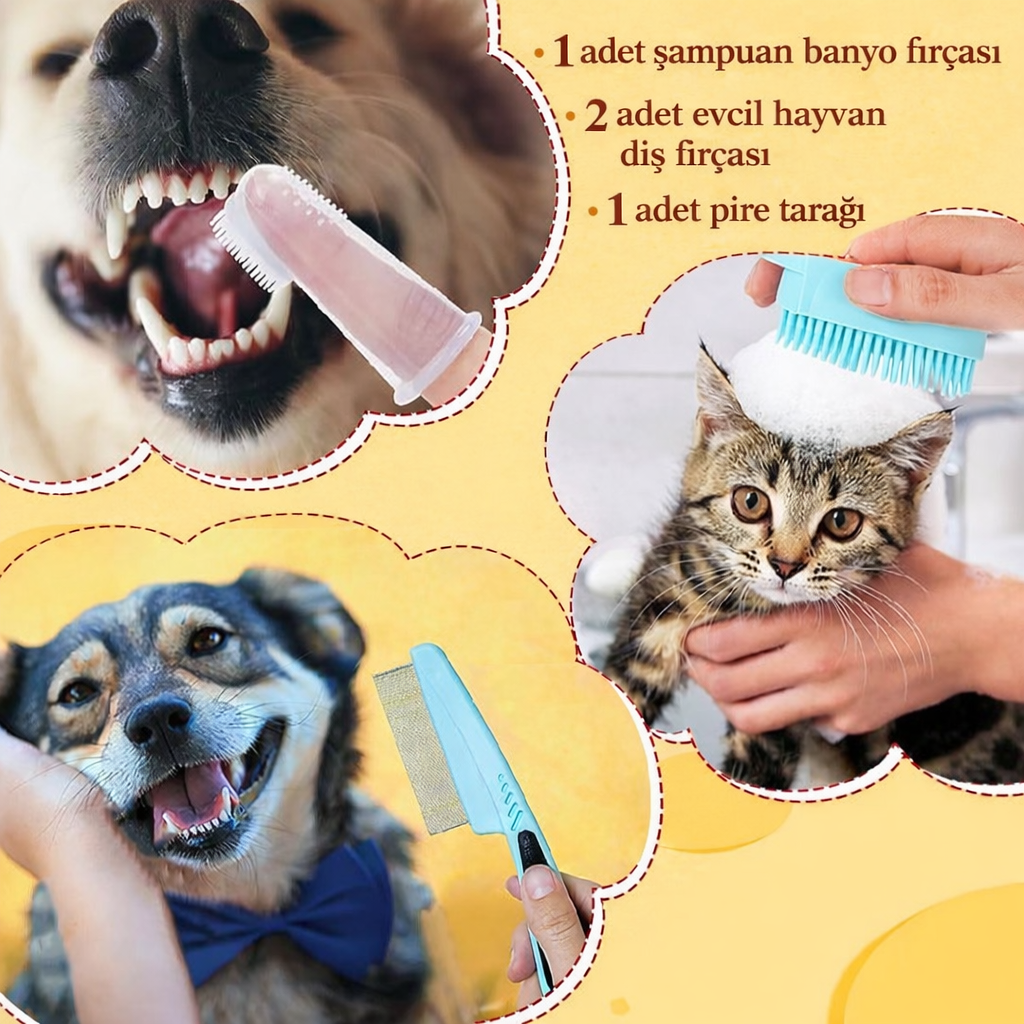 Evcil Hayvanlar İçin 7 Parça Bakım ve Temizlik Seti – Evde Profesyonel Bakım