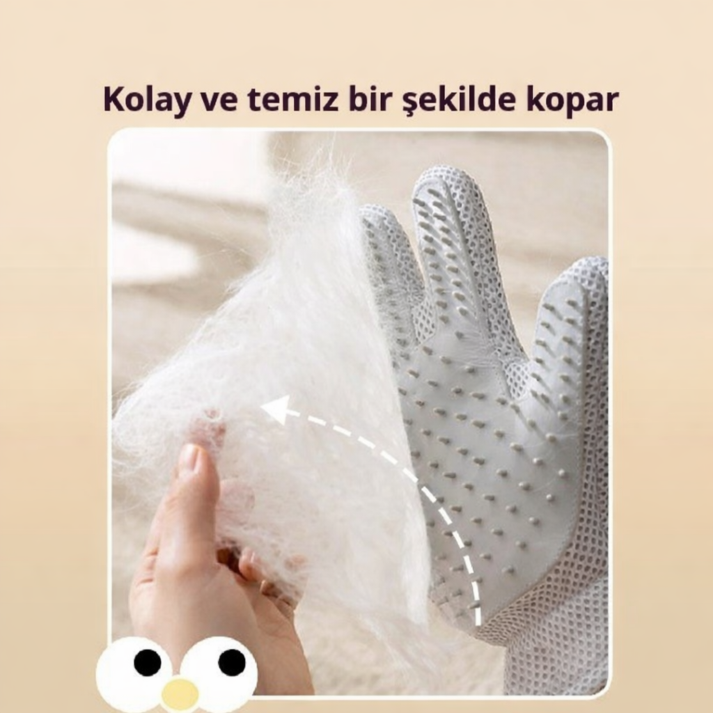 Çift Taraflı Kedi Tüyü Temizleme Eldiveni – Silikon Masajlı Evcil Hayvan Tarağı