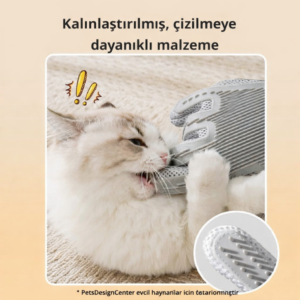 Çift Taraflı Kedi Tüyü Temizleme Eldiveni – Silikon Masajlı Evcil Hayvan Tarağı