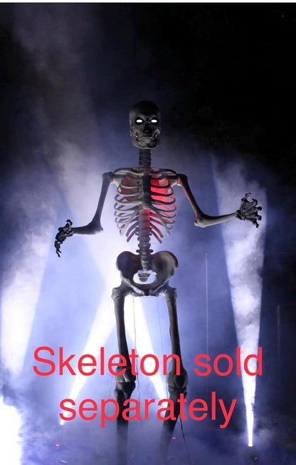 Light up Halloween Skeleton Heart Decor, Halloween Animatronics Props Realistic Heartbeat with Lights, Creepy Decorations Plug in with 16.4FT Power Cord for Skeletons Decor