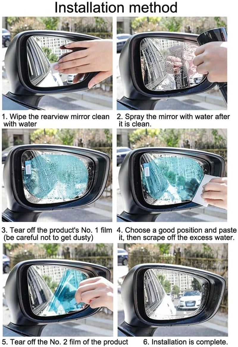 Car Rearview Mirror Film, 5.9"X3.9"Hd Na Waterproof Rainproof Transparent Protective Sticker, Universal Car Windows, Rearview Mirrors, Protective Film for Car Rear View Mirrors Side Windows (6PCS)