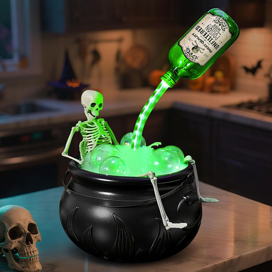 Halloween Decorations Indoor, Witches Cauldron with Floating Potion Bottles & Witch'S Hand, Plastic Cauldron Halloween Decor with Diffuser and Light, Hocus Pocus Decor for Party Decorations