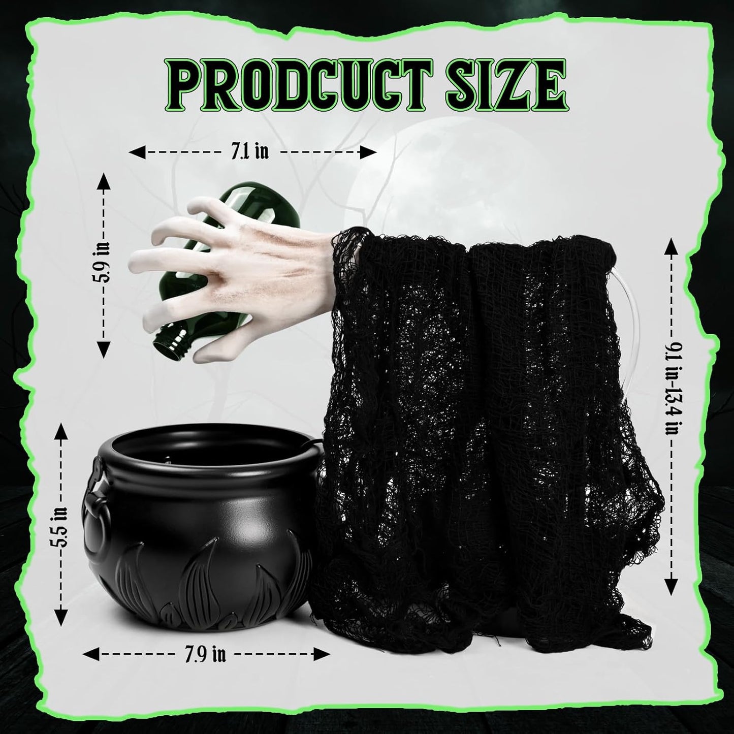 Halloween Decorations Indoor, Witches Cauldron with Floating Potion Bottles & Witch'S Hand, Plastic Cauldron Halloween Decor with Diffuser and Light, Hocus Pocus Decor for Party Decorations
