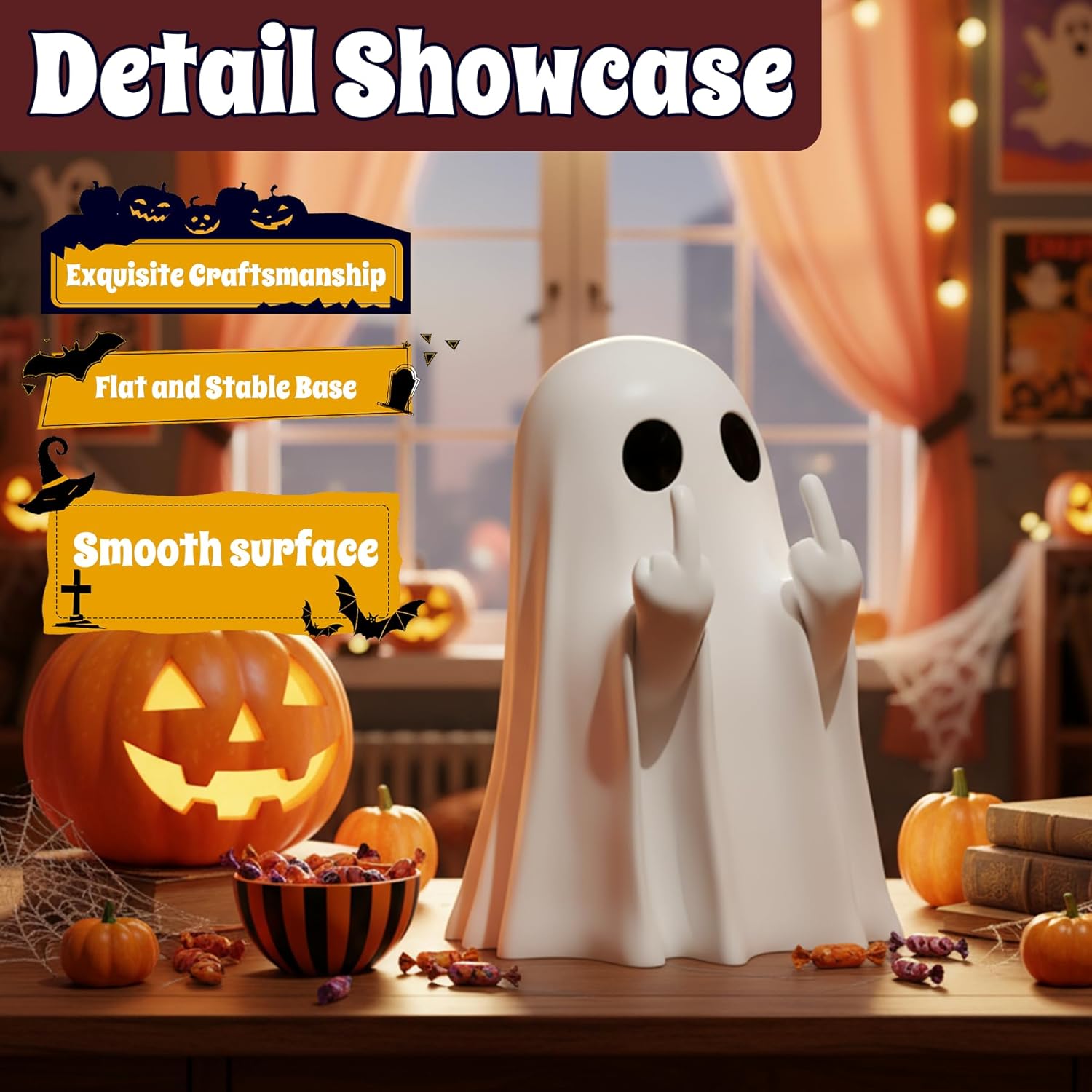 Halloween Ghost Figurine-Spooky & Cute Ghost Statue for Home, Desk, Party Decor | Funnyghost Halloween Decor Indoor