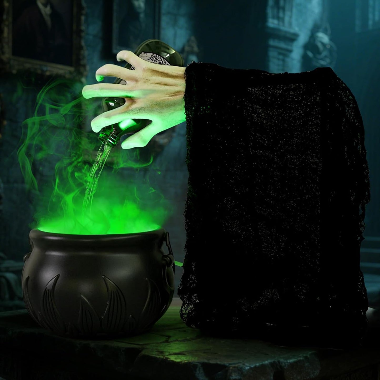 Halloween Decorations Indoor, Witches Cauldron with Floating Potion Bottles & Witch'S Hand, Plastic Cauldron Halloween Decor with Diffuser and Light, Hocus Pocus Decor for Party Decorations