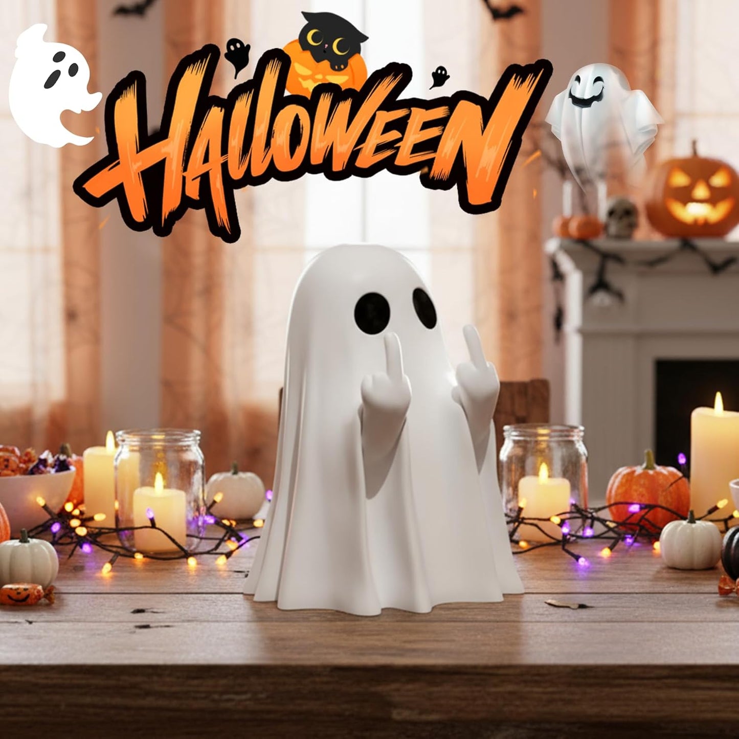 Halloween Ghost Figurine-Spooky & Cute Ghost Statue for Home, Desk, Party Decor | Funnyghost Halloween Decor Indoor