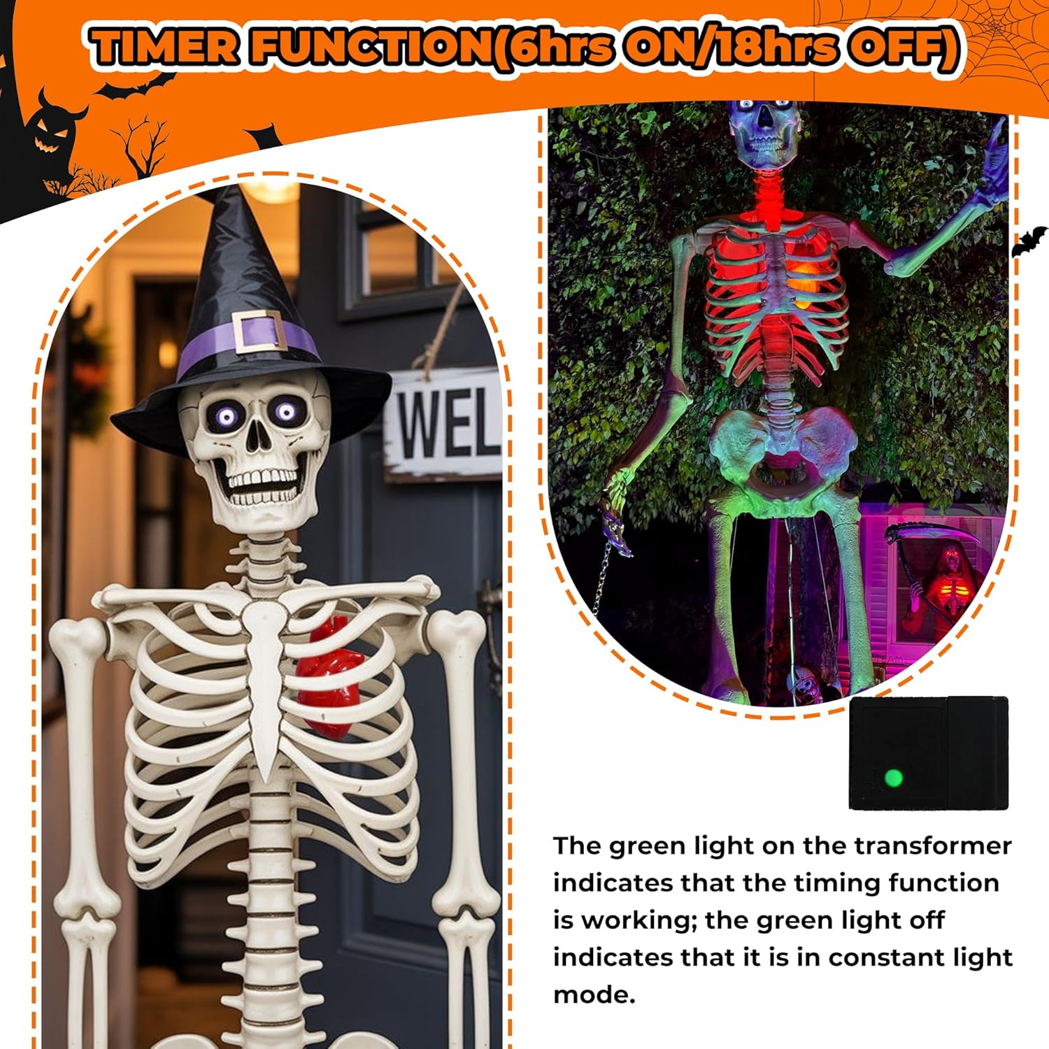 Light up Halloween Skeleton Heart Decor, Halloween Animatronics Props Realistic Heartbeat with Lights, Creepy Decorations Plug in with 16.4FT Power Cord for Skeletons Decor