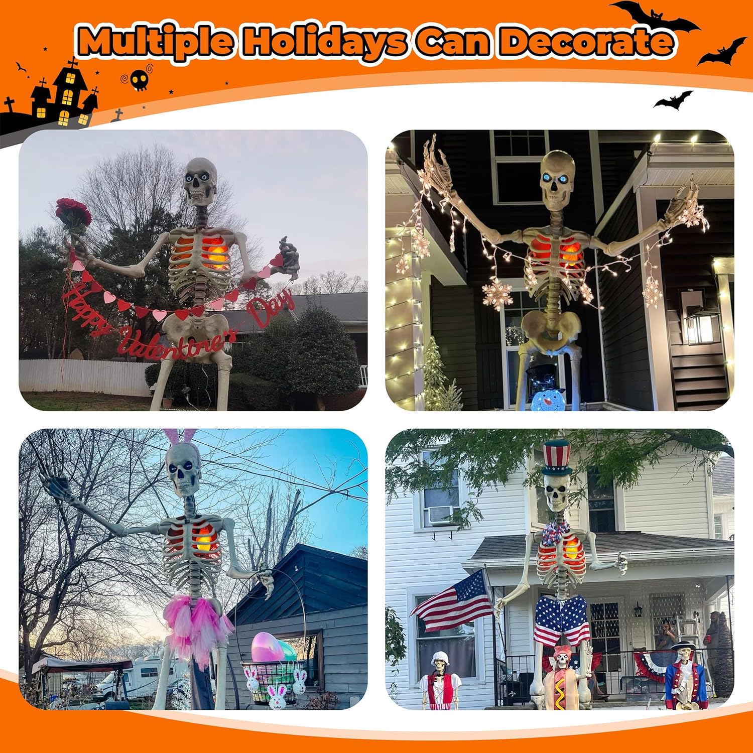 Light up Halloween Skeleton Heart Decor, Halloween Animatronics Props Realistic Heartbeat with Lights, Creepy Decorations Plug in with 16.4FT Power Cord for Skeletons Decor