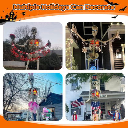 Light up Halloween Skeleton Heart Decor, Halloween Animatronics Props Realistic Heartbeat with Lights, Creepy Decorations Plug in with 16.4FT Power Cord for Skeletons Decor