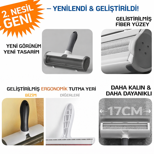Evdeki Tüy Sorununa Son! Yeniden Kullanılabilir Evcil Hayvan Tüy Toplama Rulosu – Koltuk, Halı, Yatak & Araç İçin