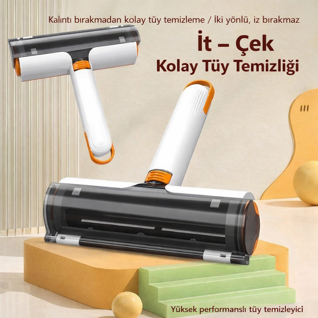 2’si 1 Arada Evcil Hayvan Tüy Toplayıcı Rulo – Yıkanabilir Taşınabilir Tüy Temizleme Fırçası