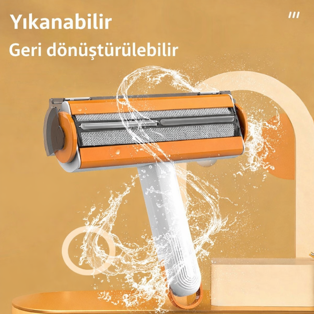 2’si 1 Arada Evcil Hayvan Tüy Toplayıcı Rulo – Yıkanabilir Taşınabilir Tüy Temizleme Fırçası