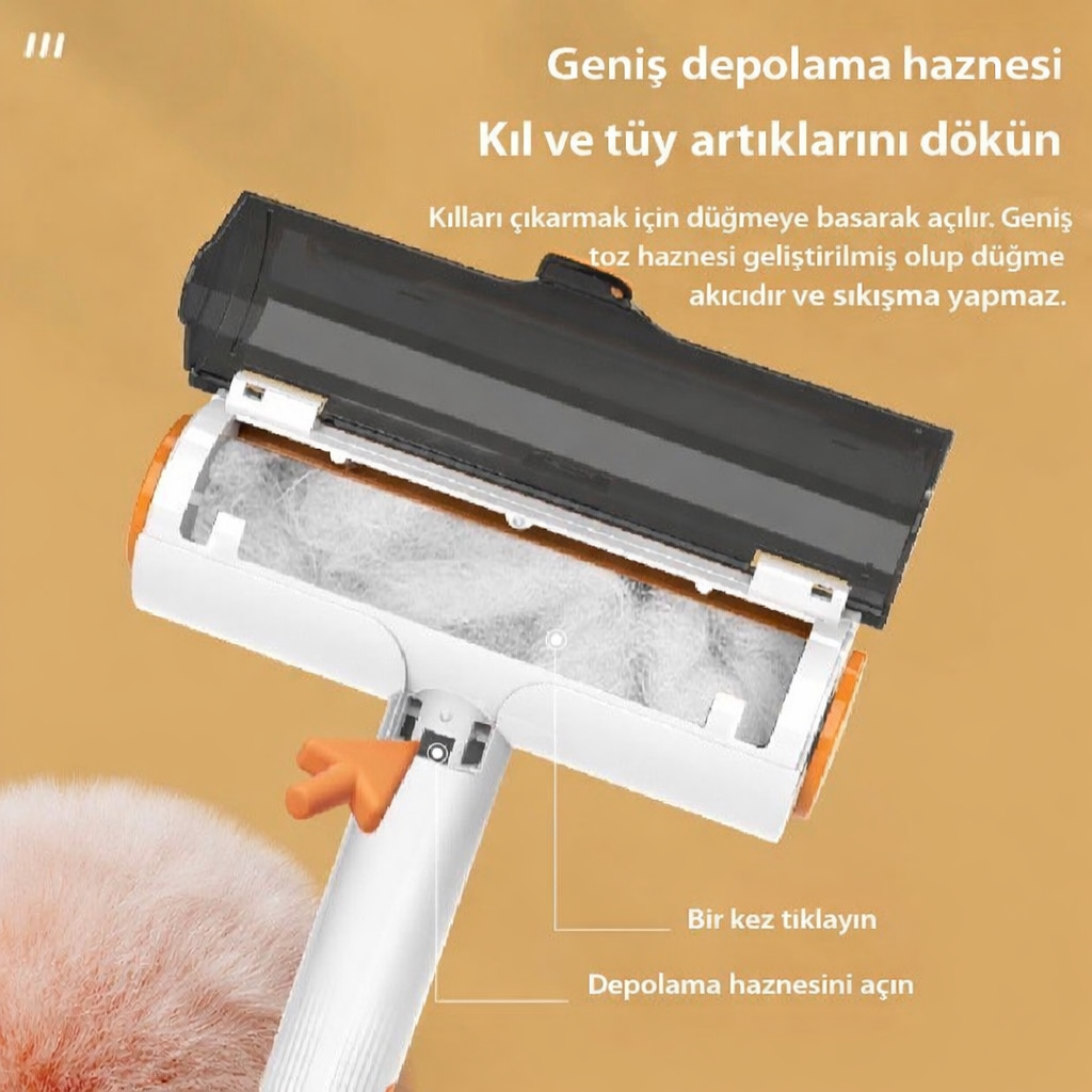 2’si 1 Arada Evcil Hayvan Tüy Toplayıcı Rulo – Yıkanabilir Taşınabilir Tüy Temizleme Fırçası