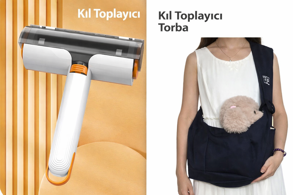 2’si 1 Arada Evcil Hayvan Tüy Toplayıcı Rulo – Yıkanabilir Taşınabilir Tüy Temizleme Fırçası