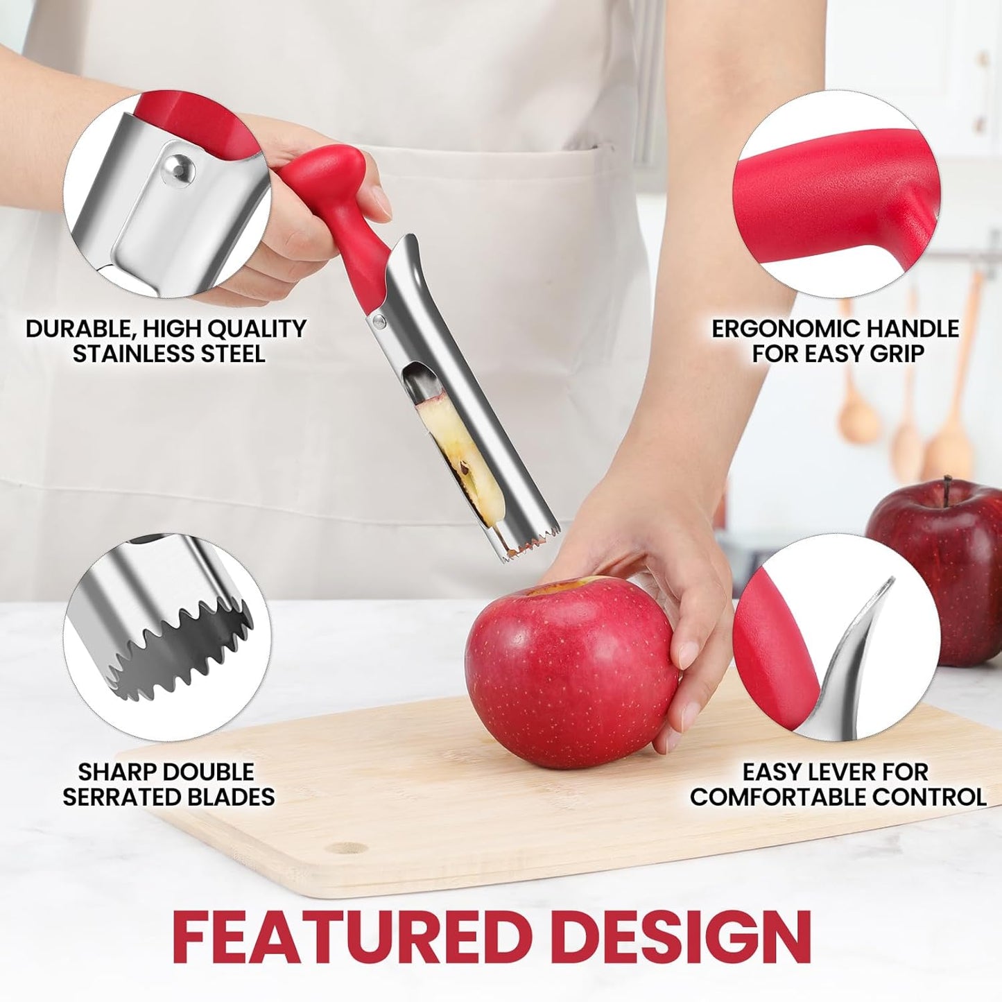 Easy Apple Corer Tool – Durable Stainless Steel, Quick Fruit Core Remover for Apples & Pears