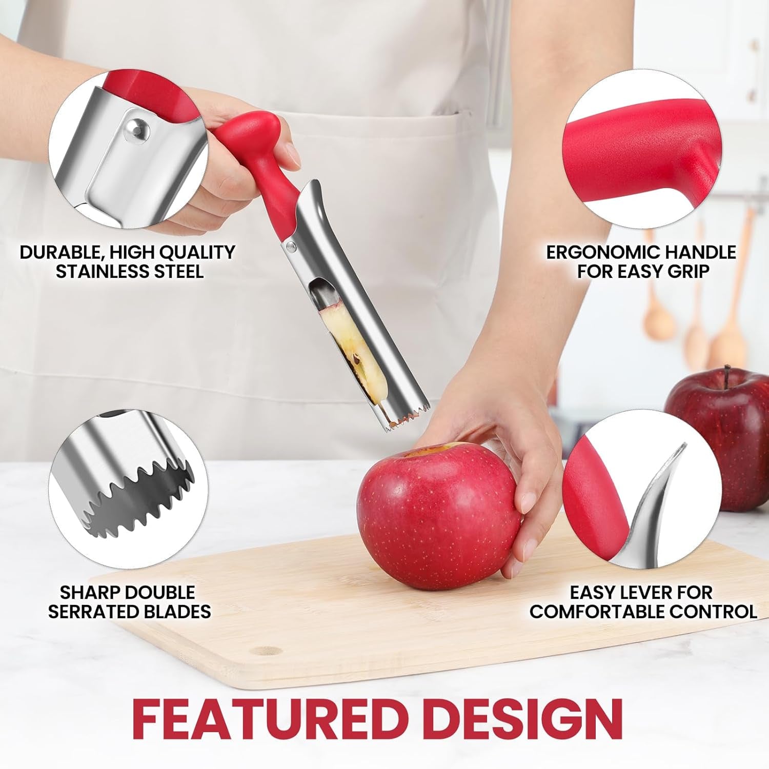 Easy Apple Corer Tool – Durable Stainless Steel, Quick Fruit Core Remover for Apples & Pears
