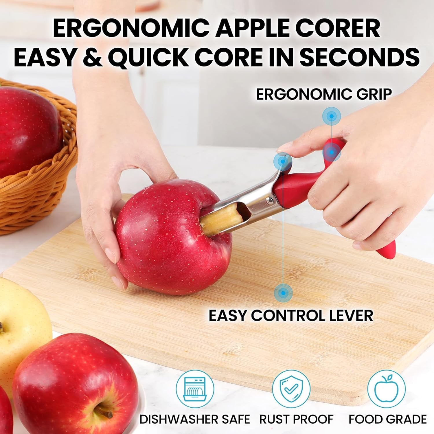 Easy Apple Corer Tool – Durable Stainless Steel, Quick Fruit Core Remover for Apples & Pears