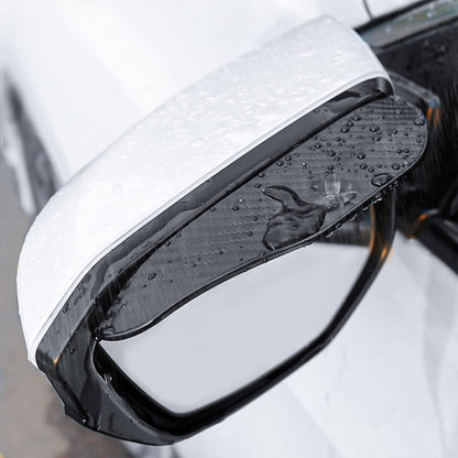 2PCS Smoke Visor Guards for Car Side Mirrors - Waterproof Carbon Fiber Auto Rain
