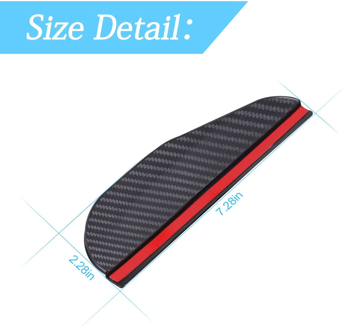 2PCS Smoke Visor Guards for Car Side Mirrors - Waterproof Carbon Fiber Auto Rain